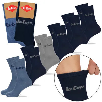 Obrázek produktu pro Lee Cooper pánské ponožky – 6 párů, dlouhé, bavlněné, s logem, modrý mix, velikost 43–46