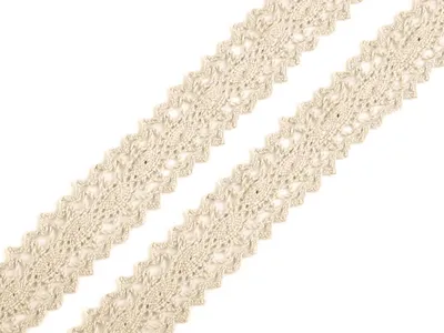 1 m Klöppelspitze Spitzenborte Borte Baumwollborte 23mm breit, beige
