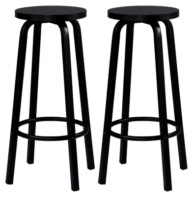 Produktbild von Barhocker 2er Set Bistrohocker Tresenhocker mit runder Sitzfläche aus MDF und Metall in Schwarz