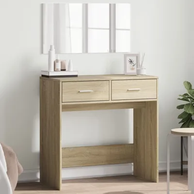 Produktbild von Design Schminktisch mit Spiegel Sonoma-Eiche 80x39x80 cm, Schminktische 2024 Neu