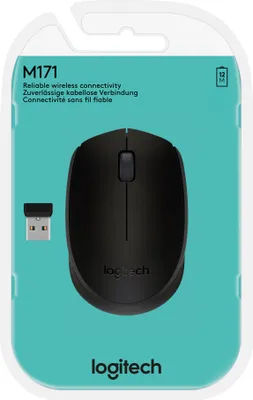 Obrázek produktu pro Logitech M171, Pro praváky i leváky, Optický, RF bezdrátový, 1000 DPI, Černá, Šedá