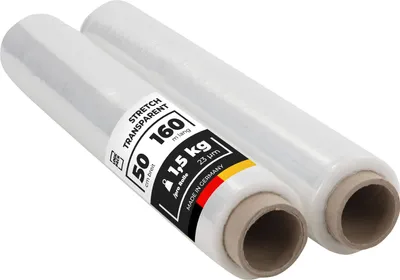 Produktbild von LOGIC PACK Stretchfolie Transparent Palettenfolie Wickelfolie Folie für Möbel 50 cm Breite 160m Länge 1,5 kg - 2 Rolle