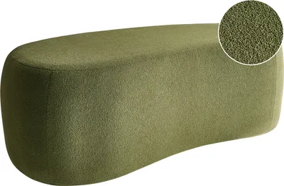 Zdjęcie produktu dla BELIANI Puf zielony tapicerowany boucle w stylu nowoczesnym ławka do sypialni salonu
