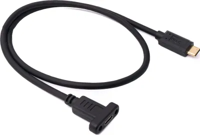 Produktbild von SYSTEM-S USB 3.1 Kabel 60 cm Typ C Stecker zu Buchse Schraube in Schwarz