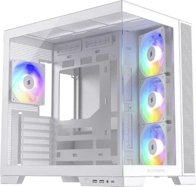 Immagine prodotto di Silentware View A-RGB White Midi Tower PC Case Vetrina, pannello frontale e finestra laterale in vetro temperato, 4 ventole RGB da 120 mm, 4 pin PWM e 3 pin