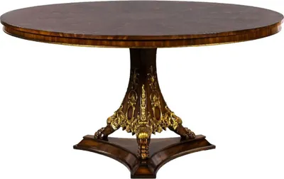 Produktbild von Casa Padrino Luxus Barock Esstisch Dunkelbraun Intarsien / Gold Ø 135 cm - Runder Barockstil Massivholz Küchentisch - Luxus Esszimmer Möbel im Barockstil - Barock Esszimmer Möbel