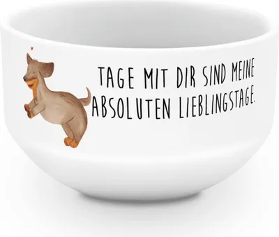 Produktbild von Mr. & Mrs. Panda Schüssel Hund Dackel - Weiß - Geschenk, Müslischale, Hunde, Obstschale, Herz, joghurtbowl, Tierliebhaber, schale, reisschale