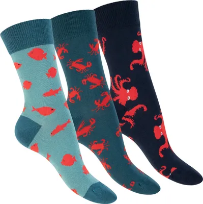 Produktbild von Footstar Damen & Herren Bunte Motiv Socken (3 Paar) Lustige Baumwoll Socken - Ocean 36-40