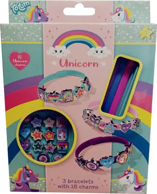 Obrázek produktu pro Totum 071551 Unicorn Charm - Nramky 3 rzn barvy s 18 pvsky a rznmi motivy a tvary pestrobarevn pro dti