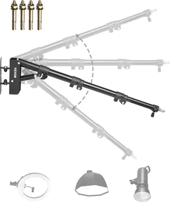 Obrázok produktu pre VEVOR trojuholníkový držiak ramena na stenu, 50-110 cm, trojuholníkové rameno ramena, otočné o 180°, robustný držiak na stenu, podpera pre statív, pre štúdiové video svetlo, monofón, fotografiu, softbox, reflektor