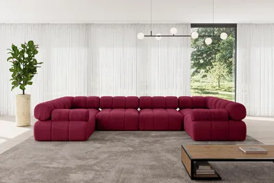 Produktbild von ALTDECOR Modulares Sofa Ecksofa in U-Form - Birno-U2 - 380x190x70 cm Bordeauxrot Corner modular Sofa Eckcouch Couch Wohnlandschaft Cauchsofa Polstersofa
