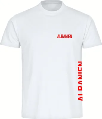 Produktbild von multifanshop Herren T-Shirt - Albanien - Brust & Seite, weiß, Größe 4XL