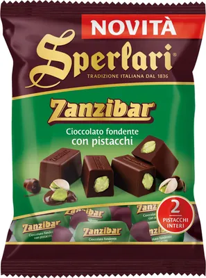 Produktbild von 3x Sperlari Zanzibar Cioccolato Fondente con Pistacchi Dunkle Schokolade mit Pistazien 117g