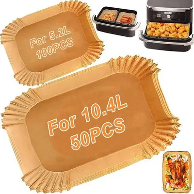Immagine prodotto di Carta da forno per friggitrice ad aria da 10,4 L, 9000, Dual Blaze TwinFry XXL, 100 fogli per 5,2 L e 50 fogli per 10,4 L e 10 L