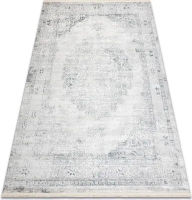 Produktbild von DISTIN 0201A weiß / blau / hellgrün moderner Teppich - Ornament, Rahmen, Vintage, Fransen Weiß 160x230 cm