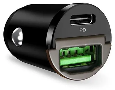 Produktbild von PURO Mini USB-C- Und USB-A-Schnellladegerät Fürs Auto „Bullet“