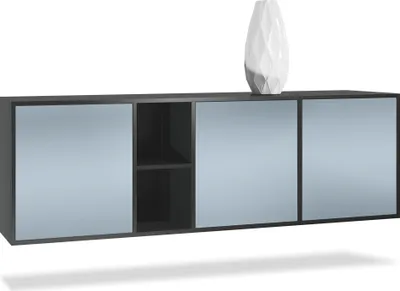 Produktbild von Vladon Kommode Cuba,  Germany, Schwarz matt/Denim matt - Modernes Sideboard für Ihr Wohnbereich - (BxHxT) 182x53x35 cm