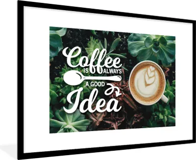 Produktbild von MuchoWow® MuchoWow® Gerahmtes Poster Zitate - Sprichwörter - Kaffee ist immer eine gute Idee - Kaffee 90x60 cm - Poster mit zchwarzem Bilderrahmen - Wanddekoration - Fotos