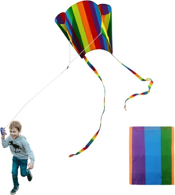Produktbild von Bunte Regenbogen Drachen, Robustes Polyester, Für Kinder, Einfach für Anfänger, Ideal für Außenaktivitäten