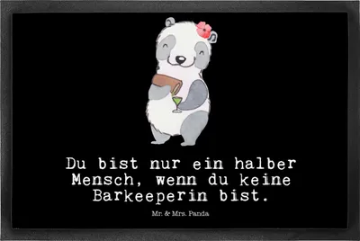 Produktbild von Mr. & Mrs. Panda Schmutzfangmatte Barkeeperin Herz 50 x 75 cm - Schwarz - Geschenk, Fußabstreifer, Barfrau, fußmatte, Ausbildung, Kurs, Bodenvorleger, Sauberlaufmatte