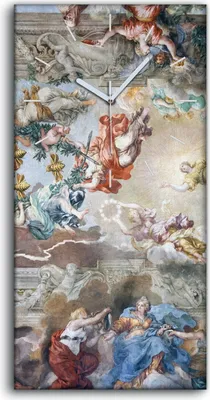 Produktbild von Dekor Leinwand Uhr Wandbilder Quarz 30x60 Deckenfresko Italien Palastarchitektur - weiße Hände