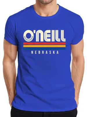 Produktbild von O'Neill Nebraska Vintage Retro 70s 80s Style Streifen USA Amerika Herren T-Shirt, Blau, 3XL