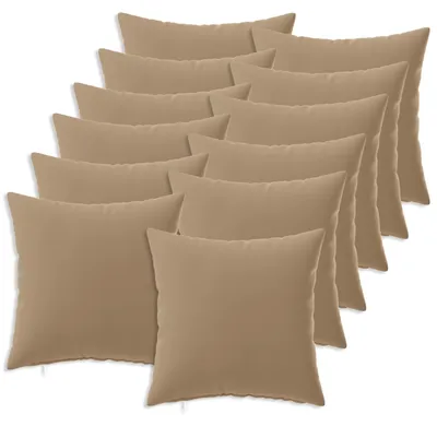 Image de vidaXL, housses de coussin, 12 pièces, HEERLEN, couleur taupe, 50 x 50 cm, polyester