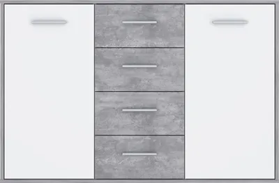 Produktbild von Furniture24 Kommode Antuza Ntu231-C251 Sideboard 122.6 X 81.7 X 34.2 Cm Beton Hellgrau/Weiß