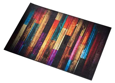Image de Tapis de bain antidérapant avec rayures colorées, 40 x 60 cm