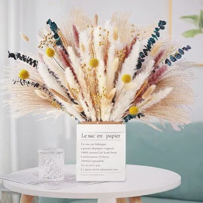 Produktbild von Famanu Pampasgras Dekoration - 116 Stück Natur Rietblume, DIY Trockenblumen für Boho Stil