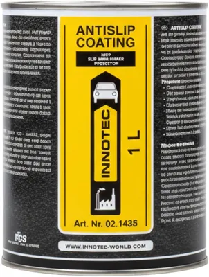 Produktbild von INNOTEC Antislip Coating 1 L Schwarz – rutschfeste Schutzbeschichtung für Fahrzeugstufen, Verladebrücken, Bus-& Wohnmobiltrittstufen, Industrieanlagen