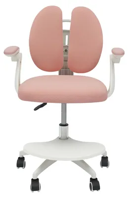 Obrázok produktu pre Nastaviteľná detská stolička k písaciemu stolu – ergonomická otočná stolička – 5 koliesok – podnožka – polstrované sedadlo – s podrúčkami – ružová