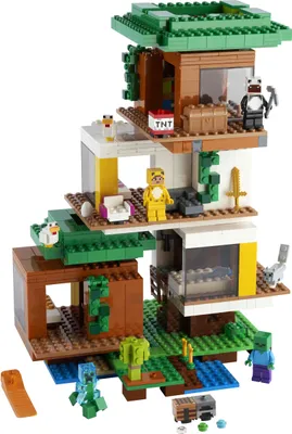Produktbild von LEGO 21174 Minecraft Das moderne Baumhaus Spielzeug, Set für Jungen und Mädchen ab 9 Jahren mit Figuren