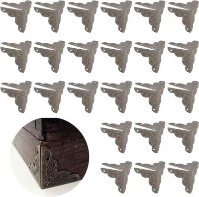 Immagine prodotto di Paraspigoli in bronzo antico - Decorazioni vintage per mobili - Cassetta di legno - Portagioie