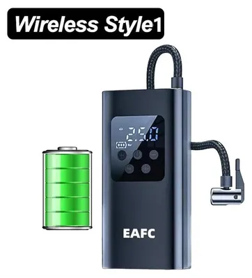 Image de Pompe à air électrique - Compresseur de pneus sans fil - 12 V/7,4 V - 150 PSI - Portable - Pour voiture/vélo/moto et ballons - Noir