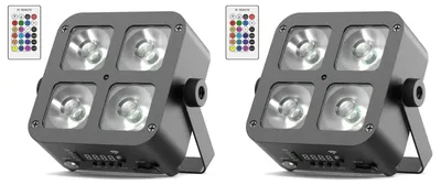 Zdjęcie produktu dla Reflektory LED typu PAR - oświetlenie sceniczne DMX - zestaw 2 sztuk - RGBWA+UV - 24 W - wbudowany akumulator 5200 mAh - wtyczka EU