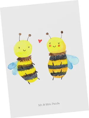 Produktbild von Mr. & Mrs. Panda Postkarte Biene Verliebt - Weiß - Geschenk, Postkarten, bildkarte, Ansichtskarte, Grußkarte, Ansichtskarten