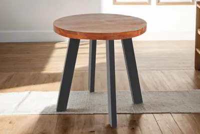 Produktbild von Esstisch rund Akazienholz nussbaum massiv 80 cm schwarz SOPHIA