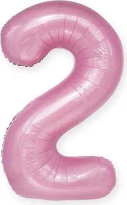 Imagen del producto de Globo de látex con forma del número 2, color rosa pastel, 100 cm