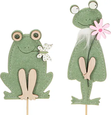 Produktbild von Filz-Frosch Deko-Stecker 12er Set für Blumen & Gestecke, 12 Stück