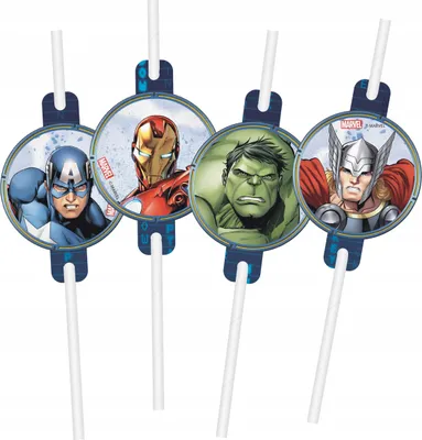 Produktbild von Avengers Geburtstags-Papierstrohhalme, 4 St.