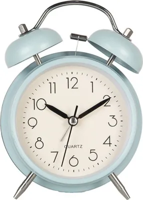 Produktbild von LS-LebenStil Retro Glockenwecker Blau 13x9x5cm Analog Vintage Quarzwecker Nostalgie Schlafzimmer Nachttisch Tischuhr Alarm Clock kleine Tischuhr