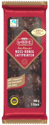 Obrázek produktu pro Lambertz Aachener Nuss Honig Saftprinten hořká čokoláda 100g