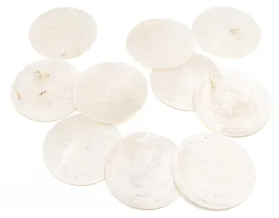 Produktbild von Vintageparts Capiz Muschelscheiben cremeweiß rund 60 mm für Ohrhänger und Creolen, 10 Stück