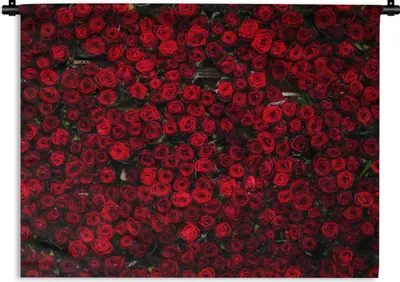 Produktbild von MuchoWow® Wandteppich Wandbehang Blumen - Rosen - Rot 150x112.50 cm Tapisserie Dekoration Wandtuch - Wanddecke - Wandteppiche