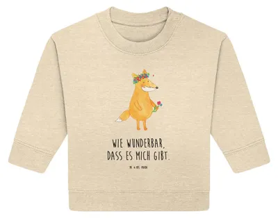 Produktbild von Mr. & Mrs. Panda Organic Baby Pullover Fuchs Blumen 12. - 18. Monat - Natural Raw - Geschenk, Bullover, Boho, Ich, Blumenmädchen, Blumenliebe, Liebe