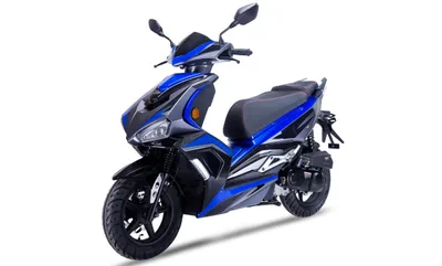 Immagine prodotto di Motorino elettrico Striker 50cc, velocità massima 25 km/h, omologazione Euro 5, luci a LED, colore nero-blu, modello GT Union