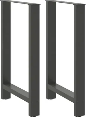 Imagen del producto de Dos mesas auxiliares de color antracita, de 60 x (90-91) cm, con estructura de acero