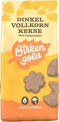 Obrázek produktu pro Birkengold Dinkel-Vollkorn-Kekse, Sušenka, gluten, 1945 kcal, 466 kJ, 7,9 g, 61 g