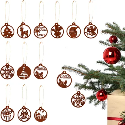 Produktbild von UNUS® Weihnachtsanhänger 12er Set Rostdesign, Christbaumschmuck
